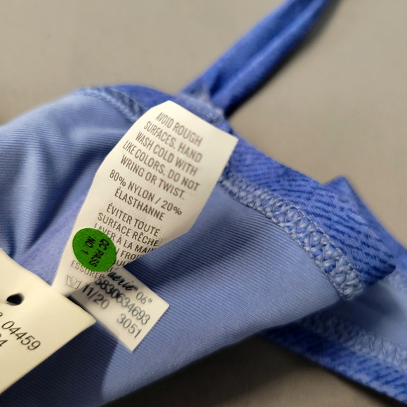 Aerie Underwire Bikini Top Womens 34D Blue Denim Print Unlined New - Picture 13 of 14